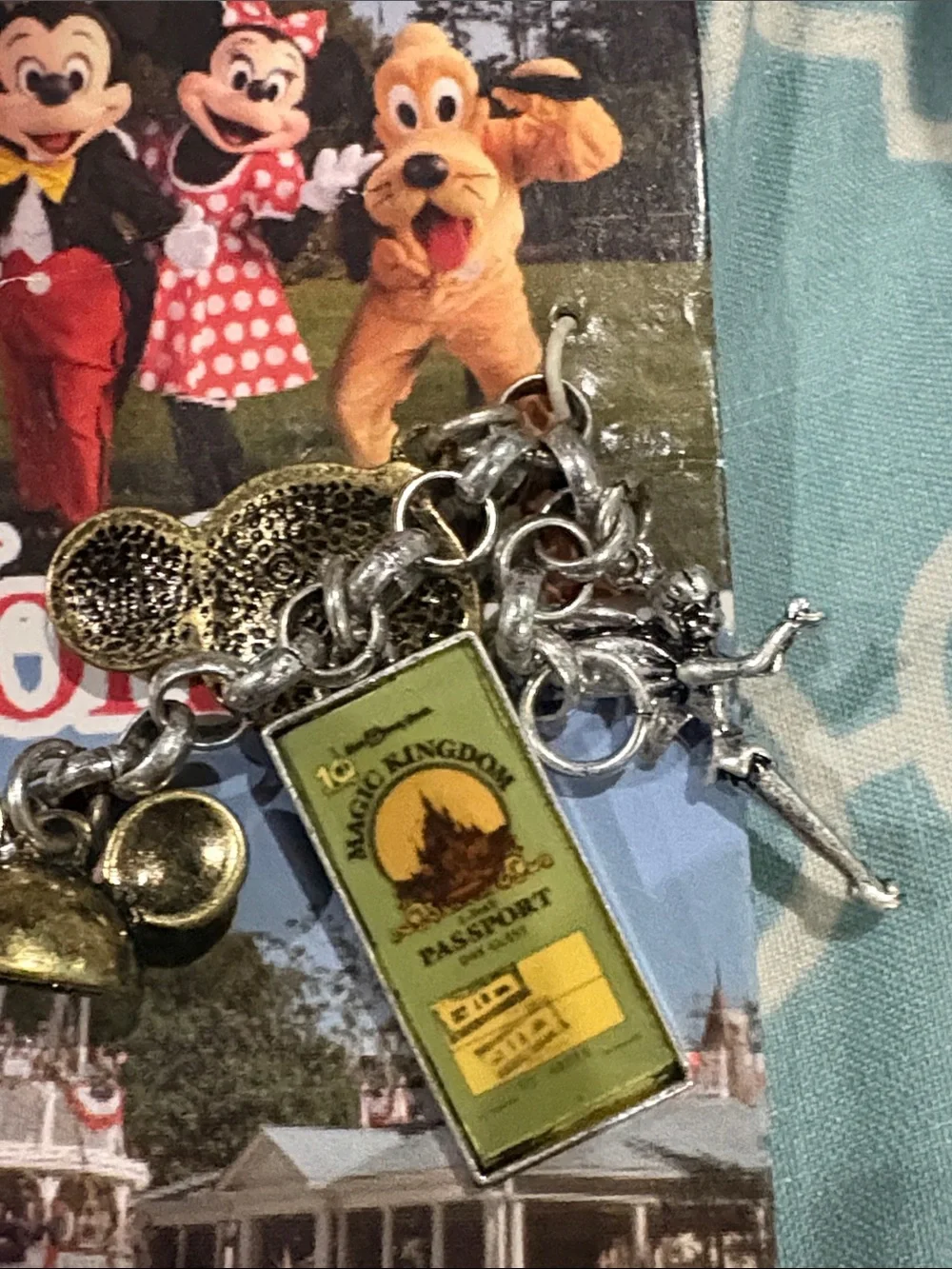 Disney Silver Charm Bracelet with Yellow and Pink Accents